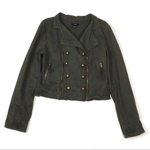 Max Rave Cropped Biker Moto Cotton Jacket Medium